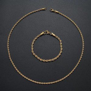 18k Gold Plated Necklace Bracelet Set NEW